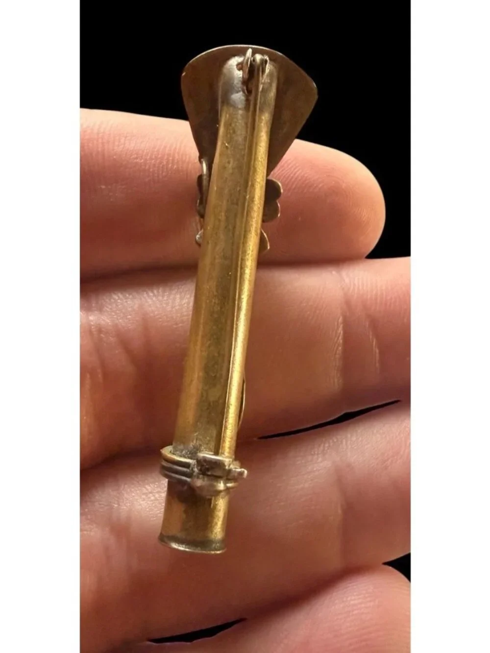 Vintage Brass Modernist Bud Vase Brooch Mid Century Pin